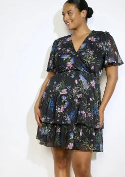 LolaLiza Bloemen overslagjurk- Jurken