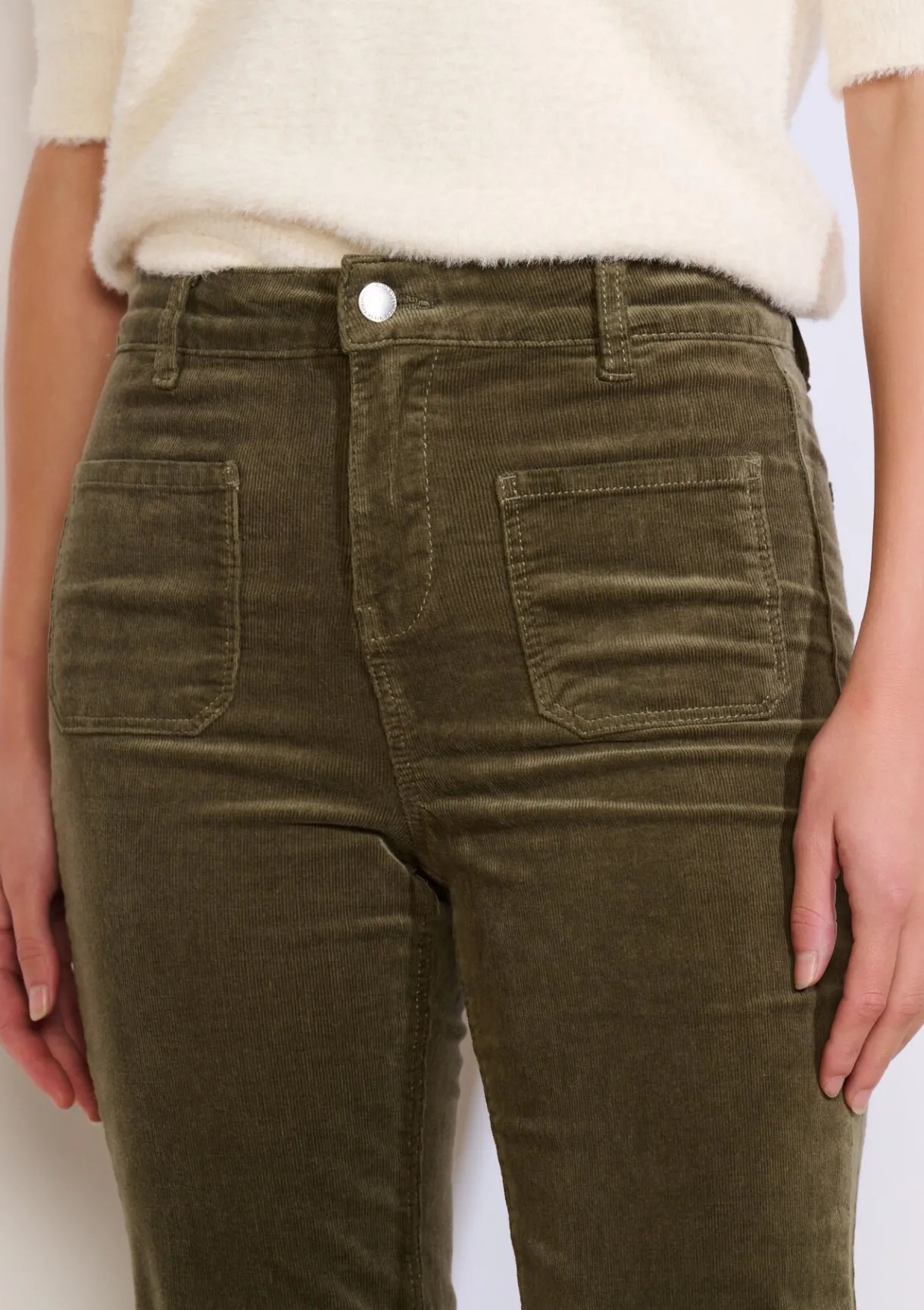 LolaLiza Bootcut ribfluwelen broek met zakken- Broeken