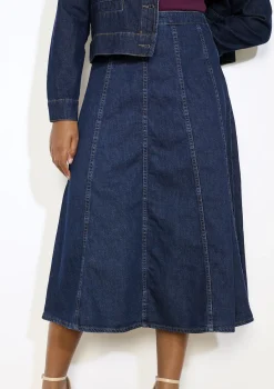 LolaLiza Denim midi-rok met flair- Rokken