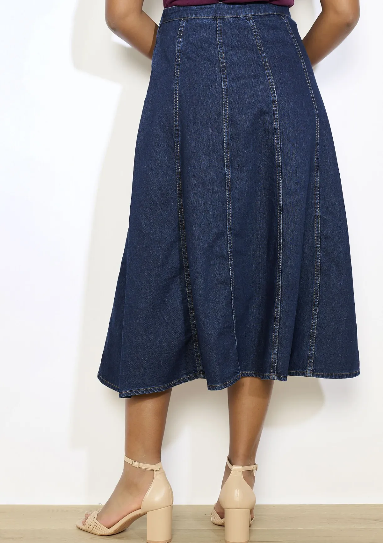 LolaLiza Denim midi-rok met flair- Rokken