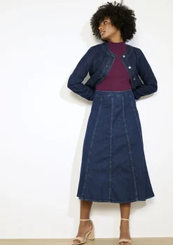 LolaLiza Denim midi-rok met flair- Rokken