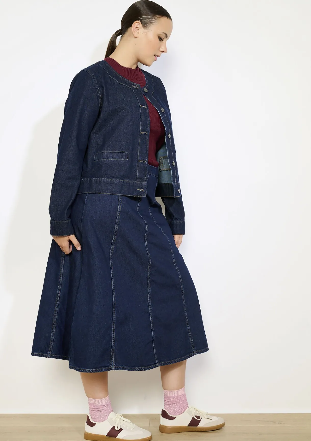 LolaLiza Denim midi-rok met flair- Rokken