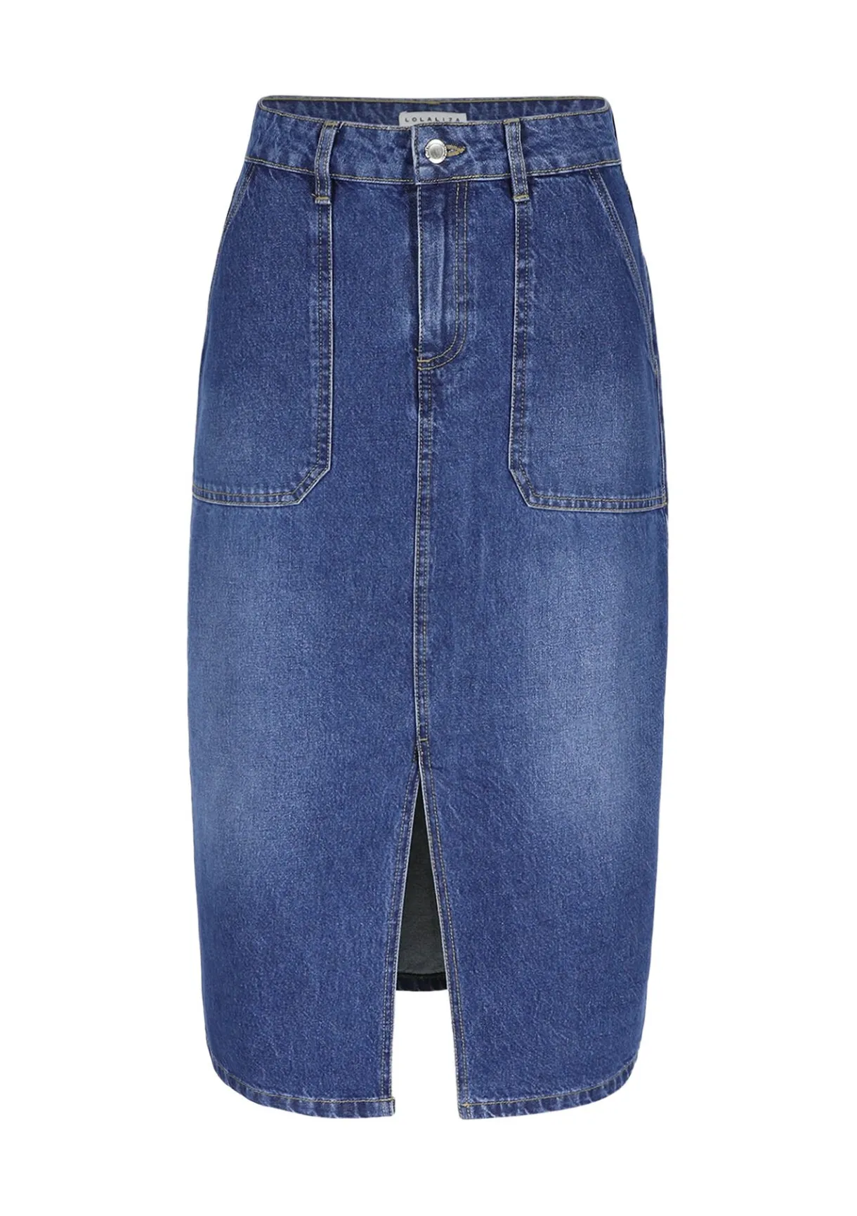 LolaLiza Denim midi-rok met split- Rokken
