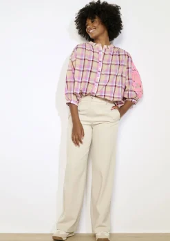 LolaLiza Geblokte blouse met borduursel- Blouses En Hemden