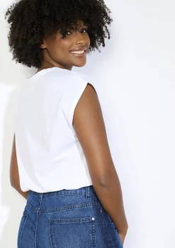 LolaLiza Geborduurd bloemen t-shirt- Tops En T-Shirts