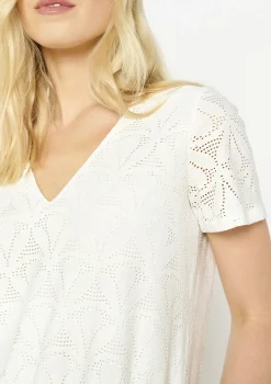 LolaLiza Geborduurd opengewerkt t-shirt- Tops En T-Shirts