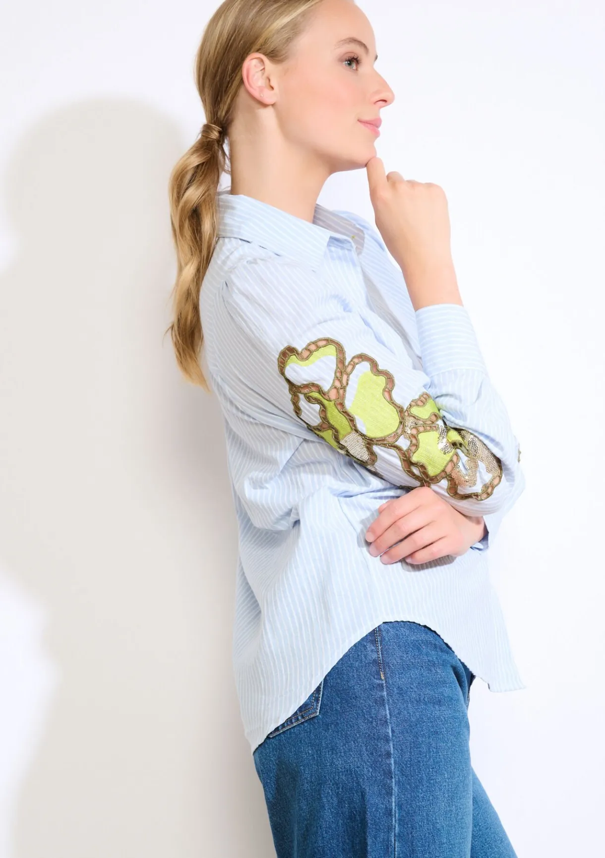 LolaLiza Geborduurde blouse met strepen- Blouses En Hemden