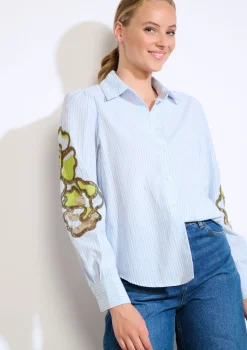 LolaLiza Geborduurde blouse met strepen- Blouses En Hemden