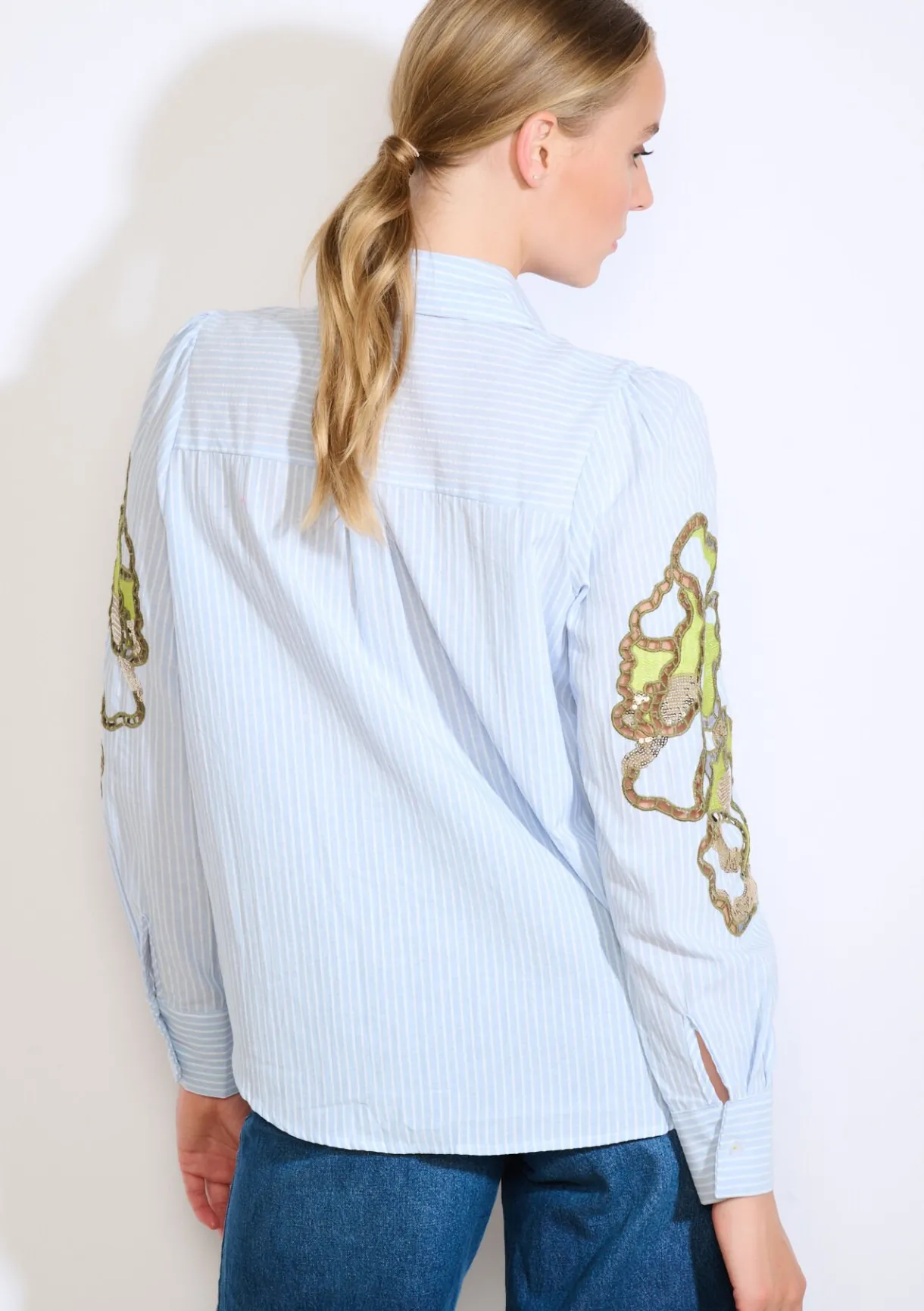 LolaLiza Geborduurde blouse met strepen- Blouses En Hemden