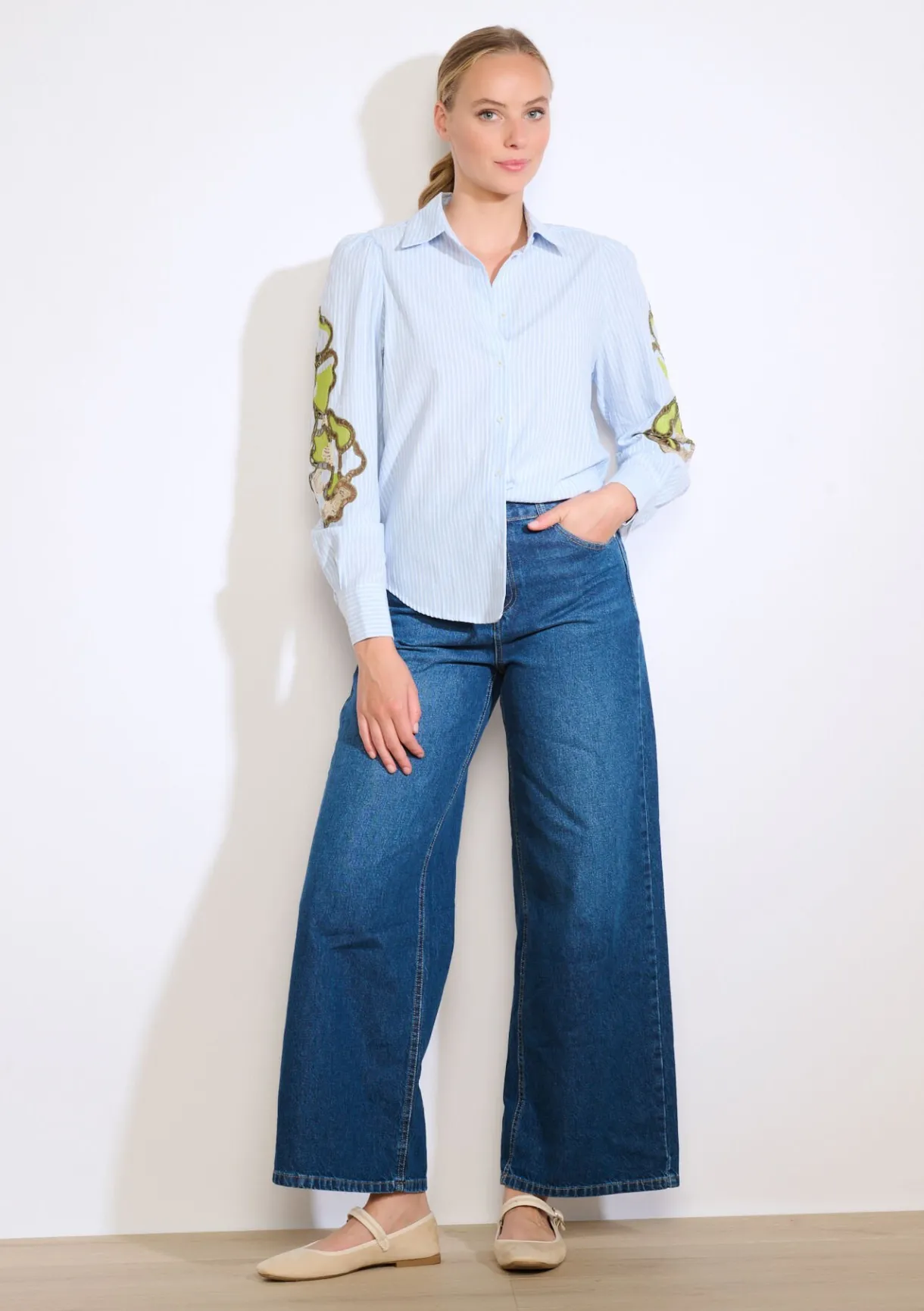 LolaLiza Geborduurde blouse met strepen- Blouses En Hemden