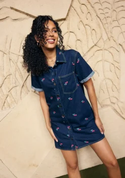 LolaLiza Geborduurde jeansjurk- Jurken