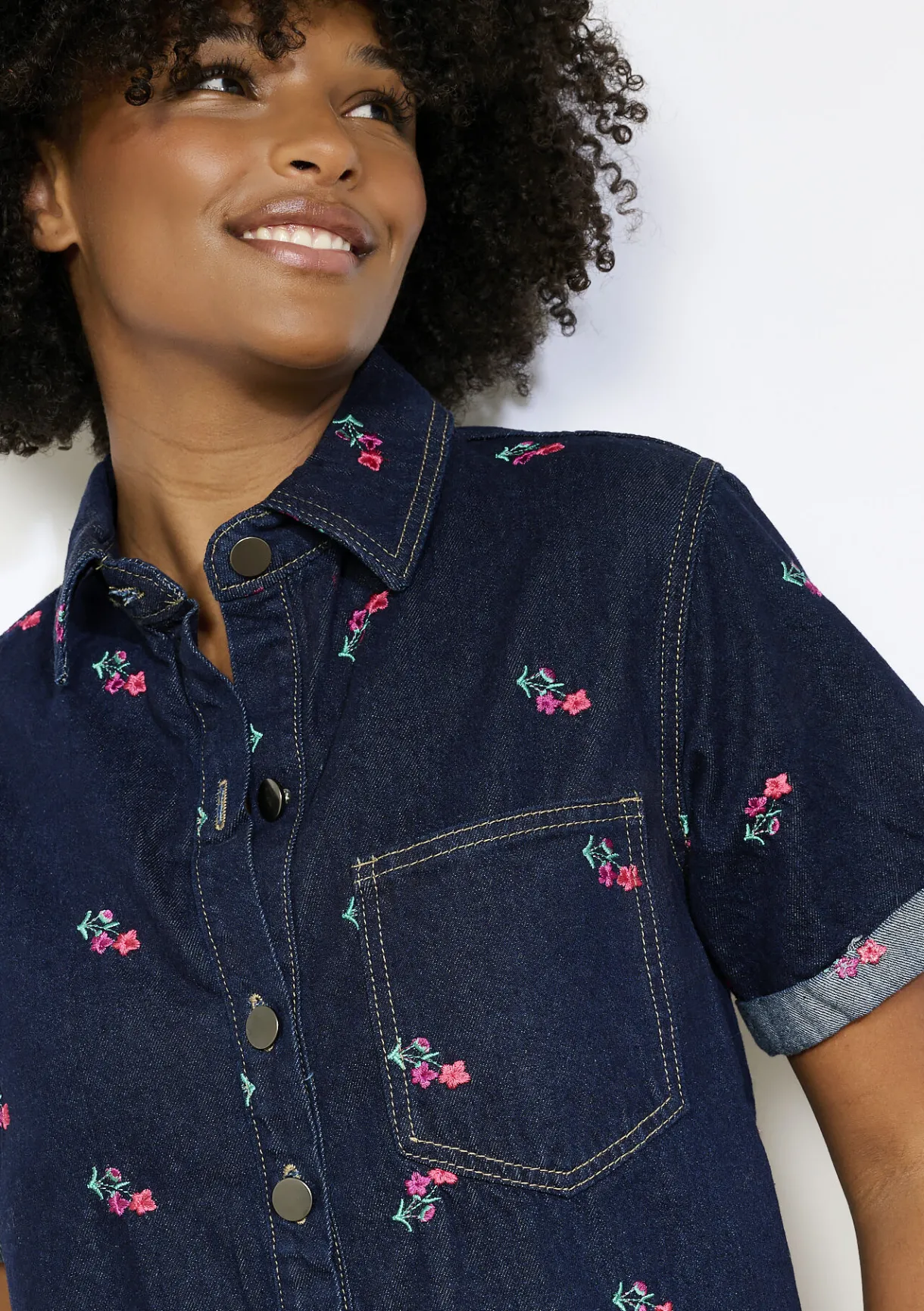 LolaLiza Geborduurde jeansjurk- Jurken