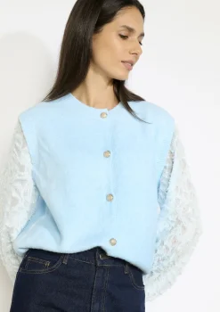 LolaLiza Gebreid vest met kantmouwen- Truien En Cardigans