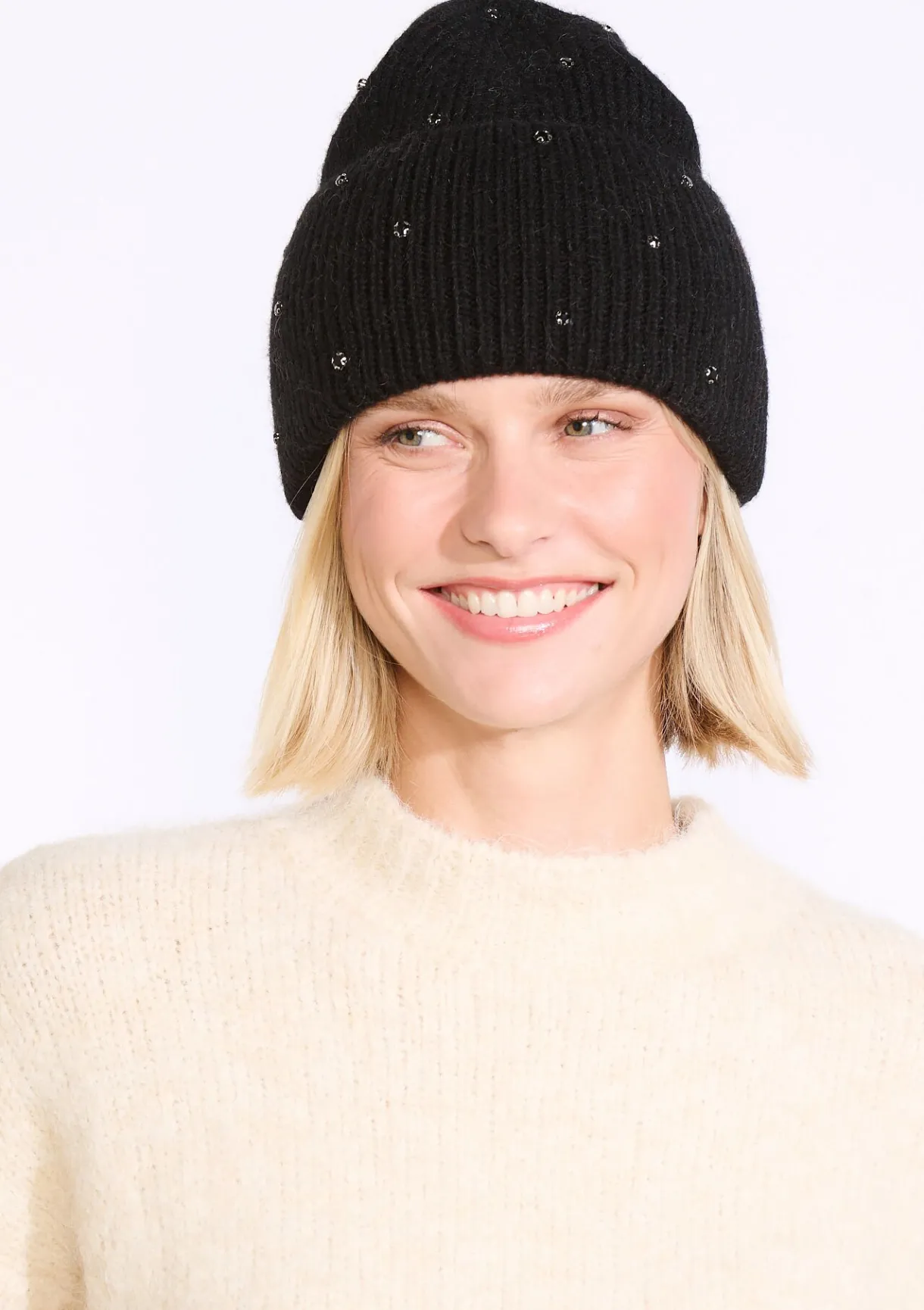 LolaLiza Gebreide beanie met parels- Accessoires