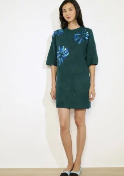 LolaLiza gebreide jurk met bloemenborduursel- Jurken