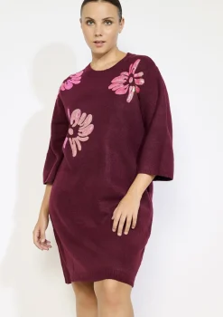 LolaLiza gebreide jurk met bloemenborduursel- Jurken