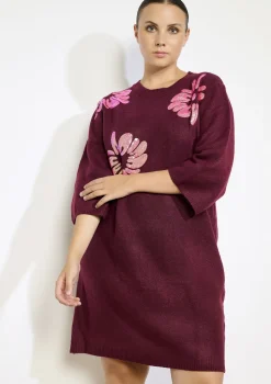 LolaLiza gebreide jurk met bloemenborduursel- Jurken