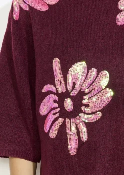 LolaLiza gebreide jurk met bloemenborduursel- Jurken