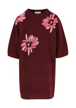 LolaLiza gebreide jurk met bloemenborduursel- Jurken