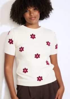 LolaLiza Gebreide trui met bloemenprint- Truien En Cardigans