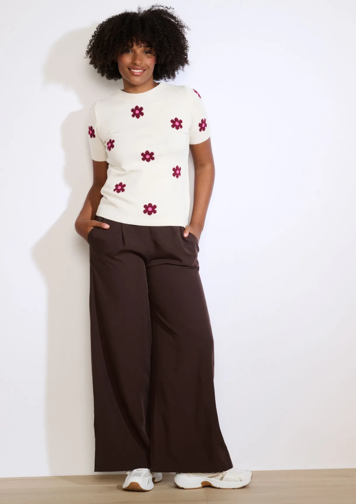 LolaLiza Gebreide trui met bloemenprint- Truien En Cardigans