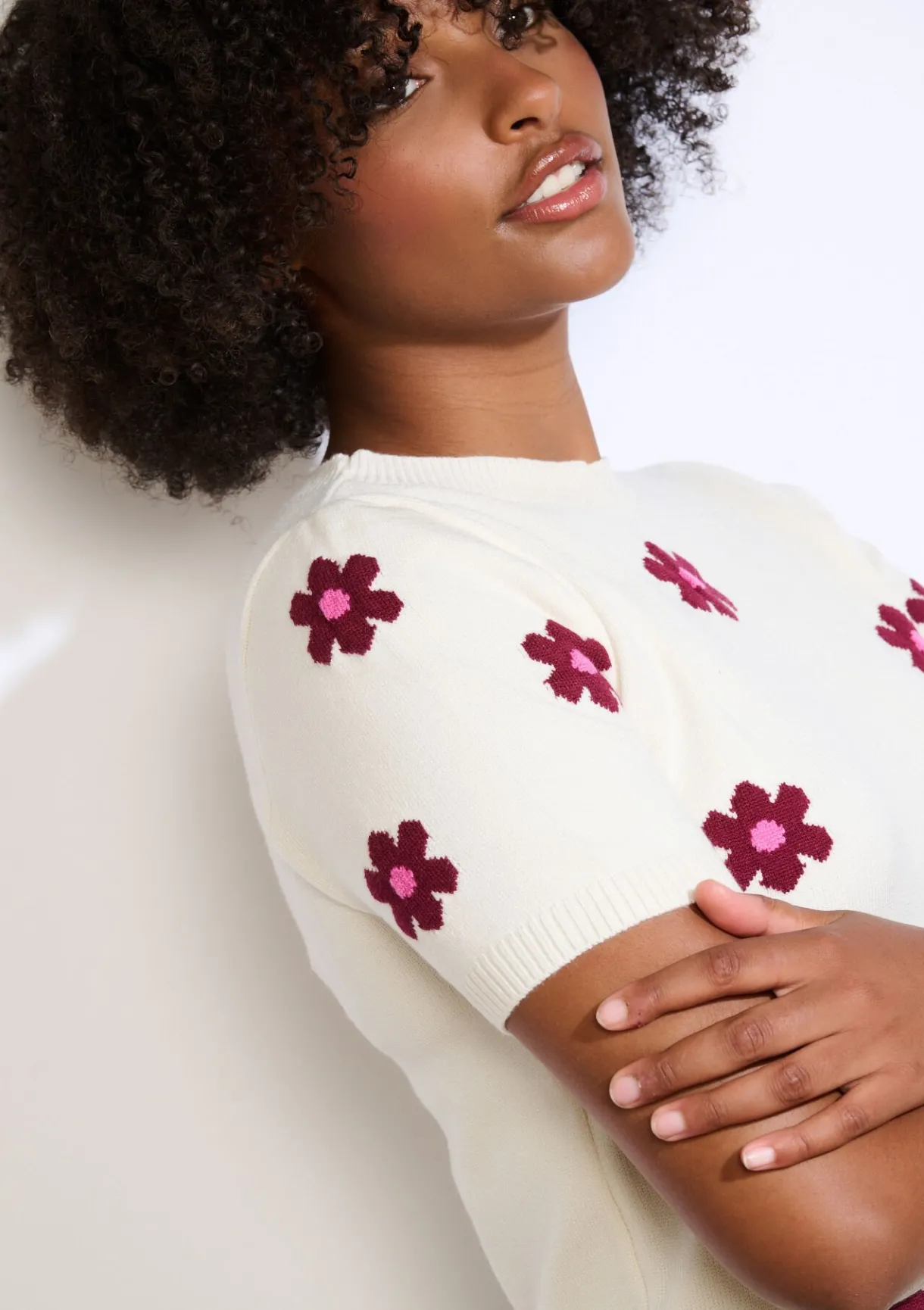 LolaLiza Gebreide trui met bloemenprint- Truien En Cardigans