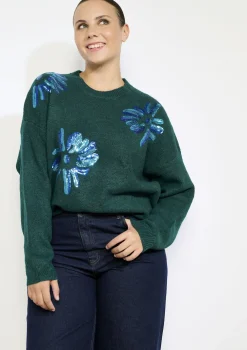 LolaLiza Gebreide trui met paillettenbloemen- Truien En Cardigans