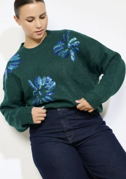 LolaLiza Gebreide trui met paillettenbloemen- Truien En Cardigans