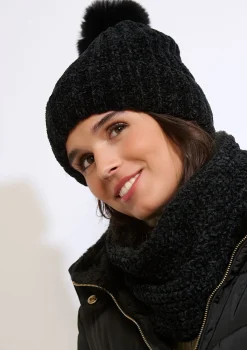 LolaLiza Geribde beanie met pompon- Accessoires