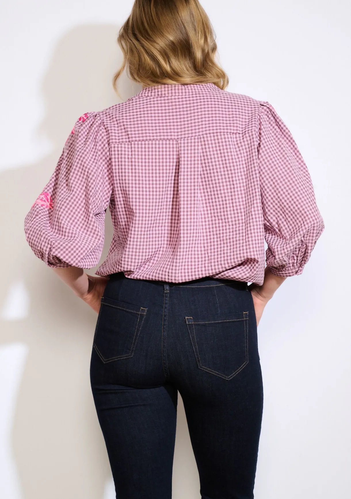 LolaLiza Geruit hemd met borduurwerk- Blouses En Hemden