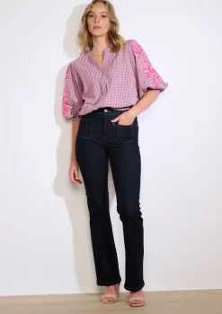 LolaLiza Geruit hemd met borduurwerk- Blouses En Hemden