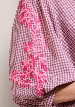 LolaLiza Geruit hemd met borduurwerk- Blouses En Hemden