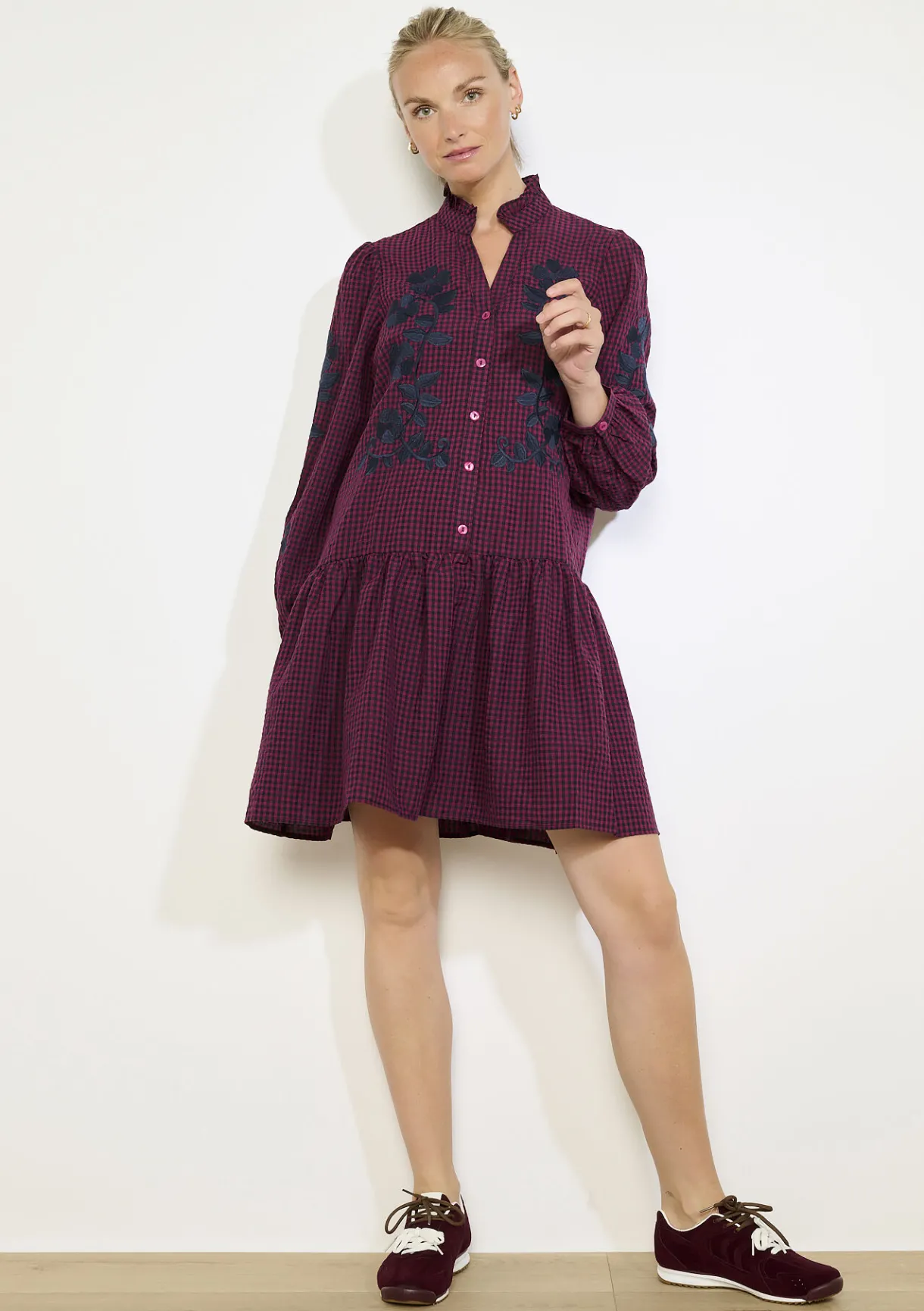 LolaLiza Geruite mini-jurk met borduurwerk- Jurken