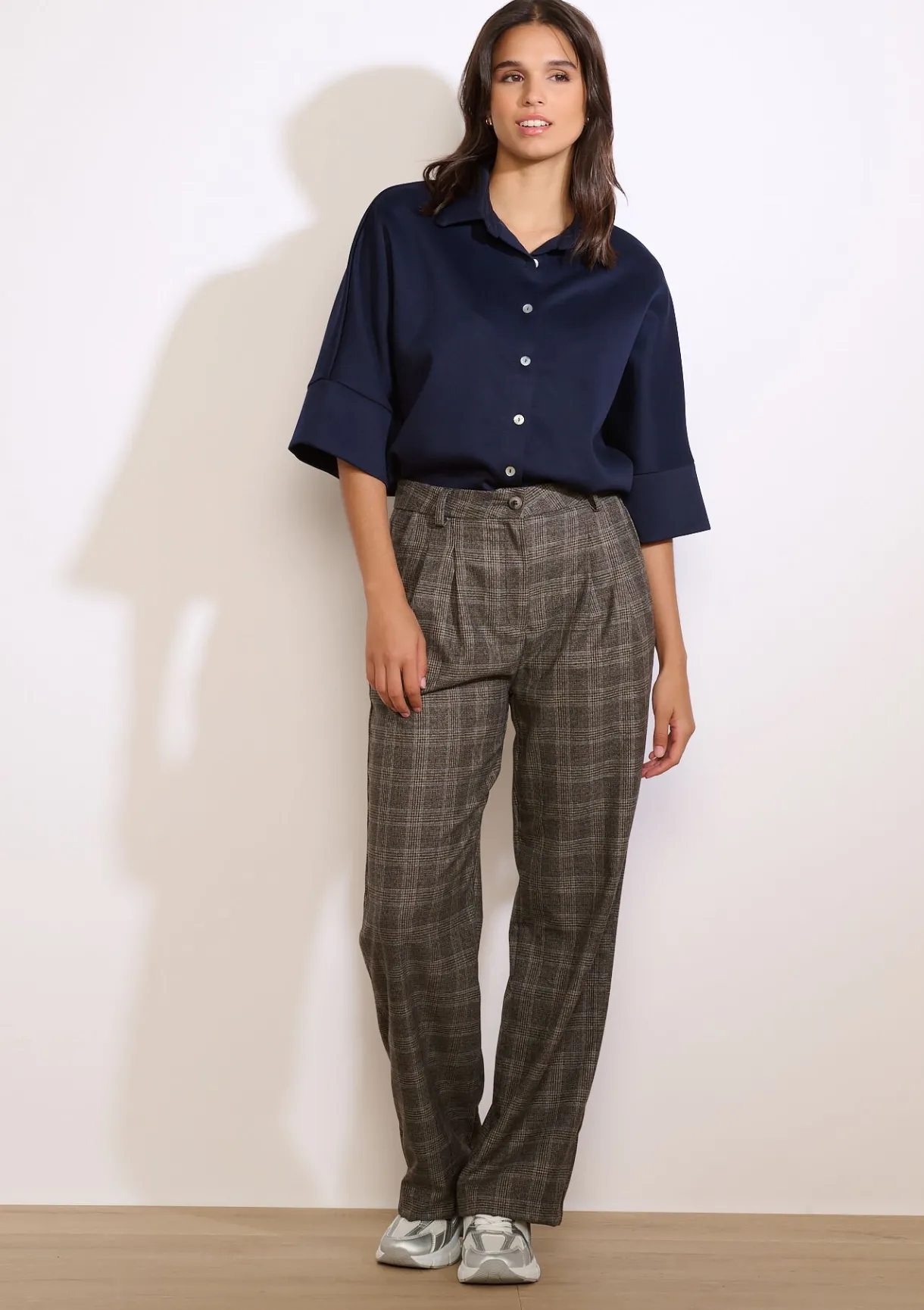 LolaLiza Geruite wijde broek- Broeken