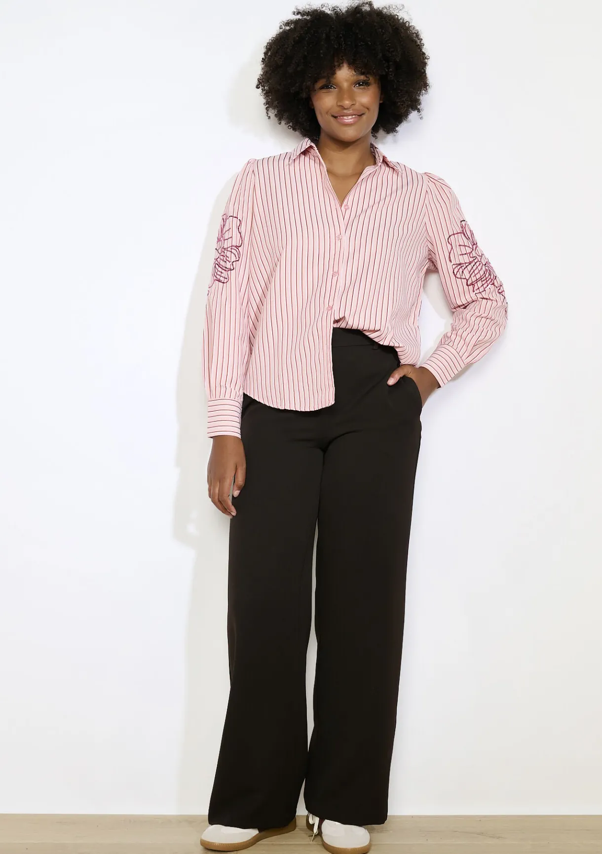 LolaLiza Gestreept hemd met borduursel- Blouses En Hemden