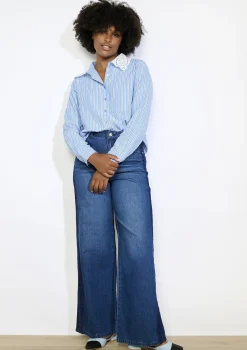 LolaLiza Gestreept hemd met macramékraag- Blouses En Hemden