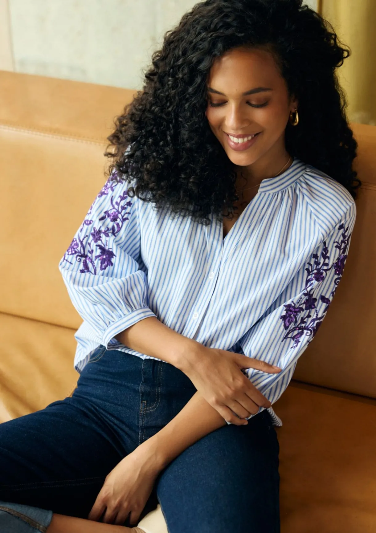 LolaLiza Gestreept hemd met pailletten- Blouses En Hemden