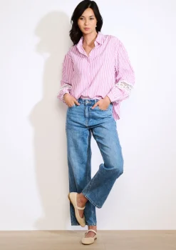 LolaLiza Gestreept overhemd met kantdetails- Blouses En Hemden