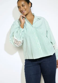 LolaLiza Gestreept overhemd met kantdetails- Blouses En Hemden