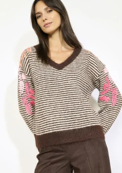 LolaLiza Gestreepte gebreide trui- Truien En Cardigans