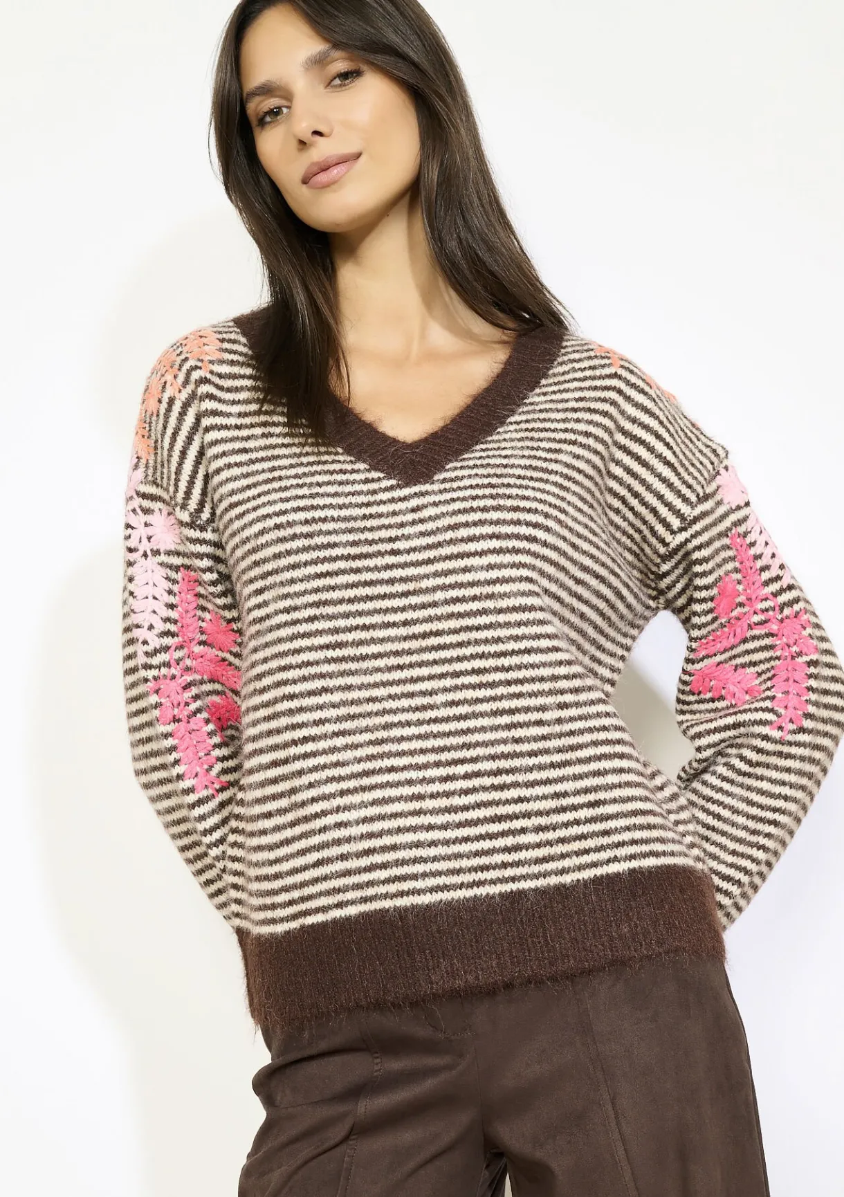 LolaLiza Gestreepte gebreide trui- Truien En Cardigans