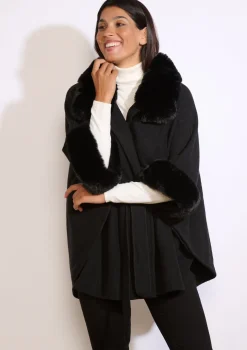 LolaLiza Getailleerde poncho met zachte kraag- Accessoires|Mantels En Jassen