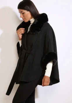 LolaLiza Getailleerde poncho met zachte kraag- Accessoires|Mantels En Jassen