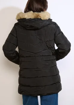 LolaLiza Gewatteerde jas met imitatiebontkap- Mantels En Jassen