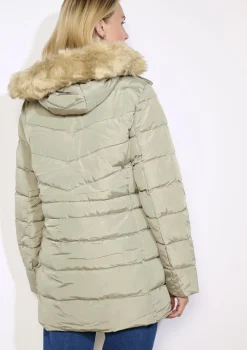 LolaLiza Gewatteerde jas met imitatiebontkap- Mantels En Jassen