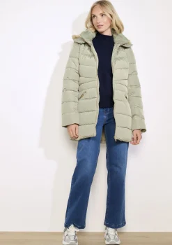 LolaLiza Gewatteerde jas met imitatiebontkap- Mantels En Jassen