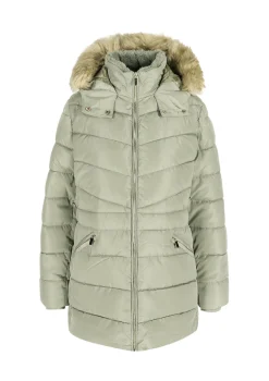 LolaLiza Gewatteerde jas met imitatiebontkap- Mantels En Jassen