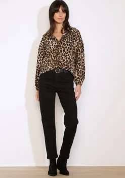 LolaLiza Glanzende leopardblouse- Blouses En Hemden