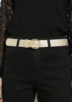 LolaLiza Glanzende riem met ronde gesp- Accessoires