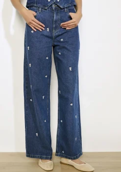 LolaLiza Hoge taille geborduurde jeans- Co-Ord Sets|Jeans